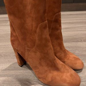 EUC - LK Bennett Pellino Tan Suede Ankle Boots Booties Shoes Sz 38 (US 7.5)